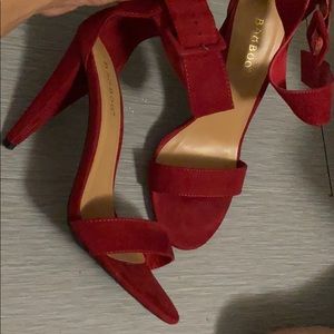 Ankle buckle red suede sandals